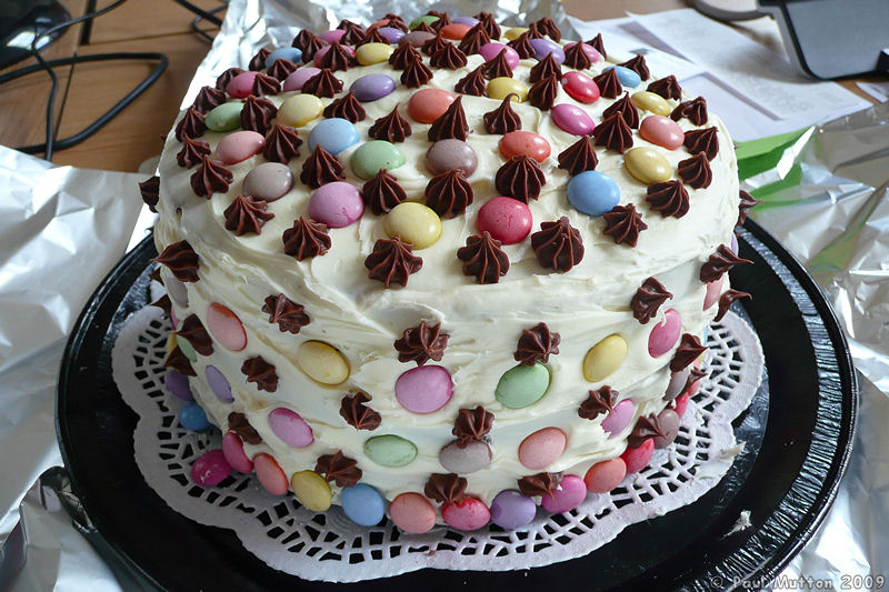 P1020613 Homemade birthday cake with Smarties